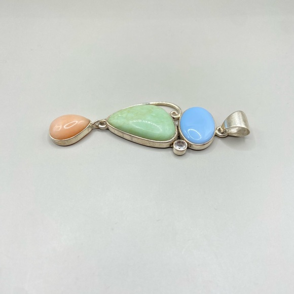 SJ Sterling and Multi Stone Pendant - Picture 5 of 6